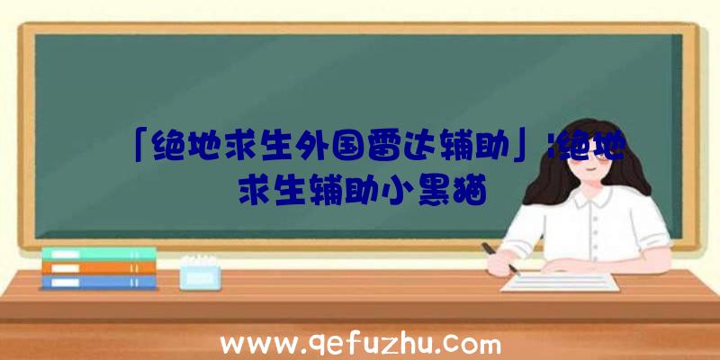 「绝地求生外国雷达辅助」|绝地求生辅助小黑猫